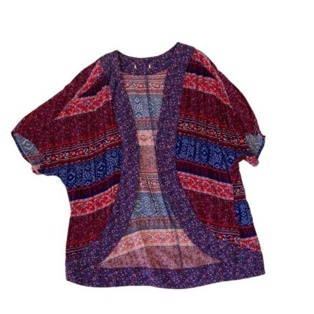 Boho Patterned Coverup Wrap Kimono Jacket - M
